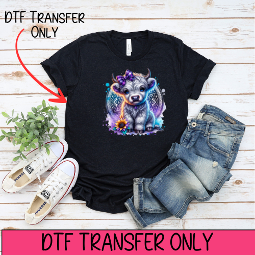 Grey Highland Cow- DTF Transfer