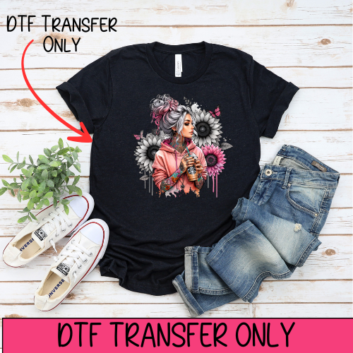 Tired Mum Holding Coffee- DTF Transfer