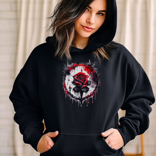 Black hoodie with red roses online