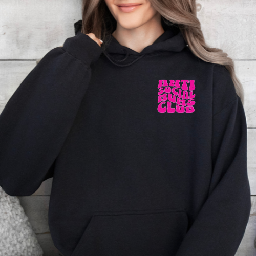 Anti social mum club Hoodie - Pink Print