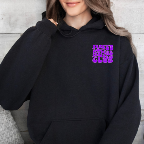 Anti social mum club Hoodie - Purple Print