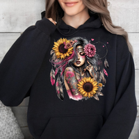 Boho with feathers- Graphic Hoodie